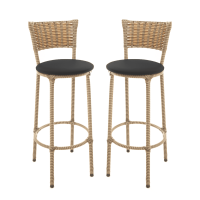 2 Banquetas Altas Junco Cappuccino para Cozinha Bancada Área Gourmet