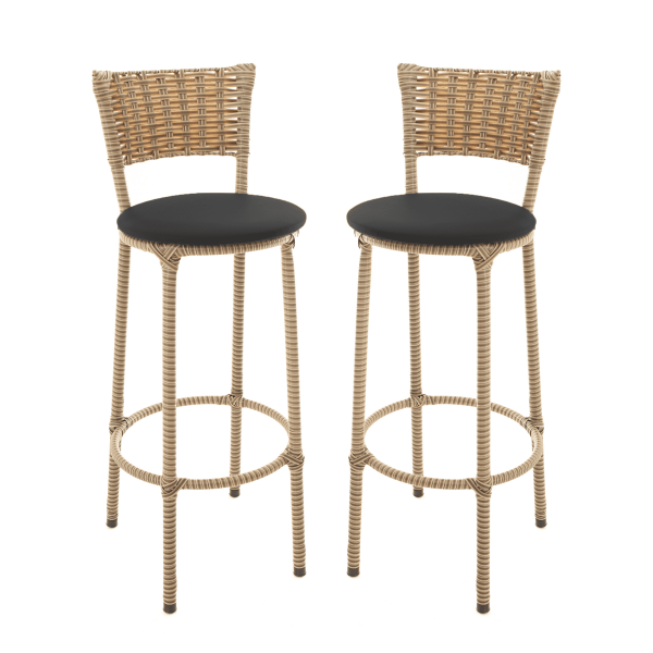 2 Banquetas Altas Junco Cappuccino para Cozinha Bancada Área Gourmet